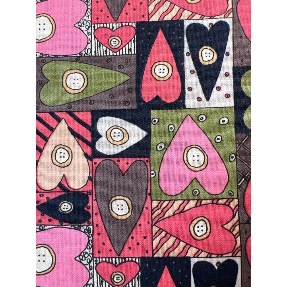 Fabric OOP Valentine Heart Country Buttons Kim Schaefer Balson Erlanger Sold BTY